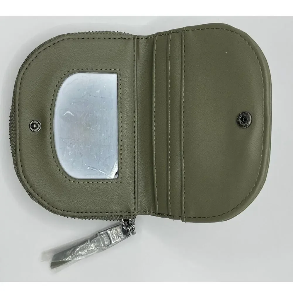 Steve Madden Zip Dome Wallet Coin Purse Olive Green NEW Faux Leather SM